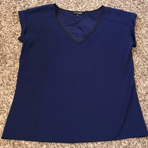 Express Navy Blue Rolled Sleeve Shirt Size Small - Picture 1 of 3